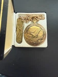 Colibri Quartz Pocket Watch And Knife Eagle Design Gold Toned In Box Works. Fixed Price $82.75.