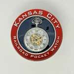 Kansas City Railroad Pocket Watch Silver With 26" Chain. Fixed Price $12.90.