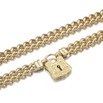 18K Gl Solid Curb Chain Yellow Gold Necklace Antique Style Keyhole Padlock. Fixed Price $127.57.