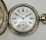 Longines Coin Silver Pocket Watch 1901 Double Hunter Porcelain Dial Overhauled. Fixed Price $499.99.