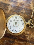 Vintage Belle Suisse Shock Resistant Swiss Made Pocket Watch With Chain. Fixed Price $27.50.