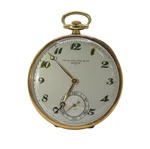 Patek Philippe & Cie. 18K Yellow Gold Open Face Running Wind Up Pocket Watch. Fixed Price $7999.99.