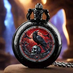 Black Raven Standing On Skull Pocket Watch Gothic Style Quartz Full Hunter Chain. Fixed Price $14.95.