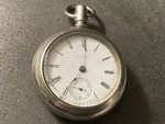 Antique 1887 Elgin 7J 18S Gr. 97 Open Face Key Wind Pocket Watch Silveroid Runs. Fixed Price $475.00.