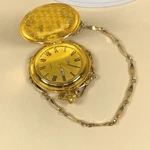 Colibri Men Dress Day Date Flip Cover Gold Chain Quartz Analog 47MM Pocket Watch. Fixed Price $59.95.