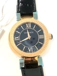 New Versace Leda Women's Gold Ip Black Mop Dial Leather Watch VNC040014. Fixed Price $888.00.