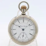 Antique 1894 Hampden Mechanical Railroad Pocket Watch No. 69 Silverine Usa. Fixed Price $158.20.