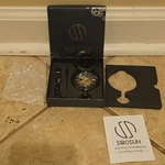 Sibosun Steampunk Skeleton Mechanical Pocket Watch Black Case Chain Box. Fixed Price $16.00.