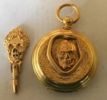 Rare Antique Silver Memento Mori Pocket Watch Gold Plated. Fixed Price $309.00.