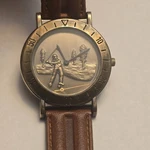 Vintage Cedar Creek CEDU6270 Men's Antiqued Gold Tone Golfers Themed Watch Works. Fixed Price $30.00.