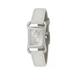 Emporio Armani AR5523 Silver Tone Beige Dial White Leather Strap Womens Watch. Fixed Price $120.00.