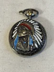 Native American Indian Chief Enamel Quartz Pocket Watch Bronze Tone 032-50. Fixed Price $15.00.