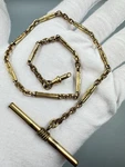 Vintage Victorian Pocket Watch Chain With T-bar Yellow Gold Filled 13. Fixed Price $178.99.