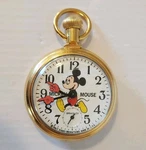 Bradley Mickey Mouse Railroad Wind Up Pocket Watch Gold Walt Disney - Free Ship. Fixed Price $74.99.