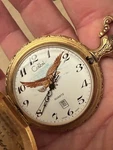 Colibri Eagle Design Quartz Pocket Watch Shows Date, W/ Chain, New Battery. Fixed Price $60.00.