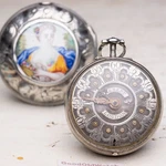 Enamel Miniature Pair Cased Champleve Dial Verge Fusee Antique Pocket Watch. Fixed Price $2350.00.