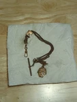 Vintage Victorian Gold Filled Pocket Watch Chain With Locket Bar And Fob. Fixed Price $119.99.