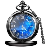 Tiong Vintage Quartz Pocket Watch Blue Starry Roman Numerals Steel Chain. Fixed Price $30.47.