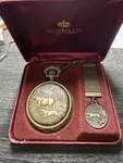 Vintage 1970 Westclox Hunting Buck Dog Pocket Watch & Chain W/original Box. Fixed Price $25.00.