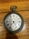 Hampden Pocket Watch Open Face Roman Numerals White Dial Analog For Parts Train. Fixed Price $55.00.