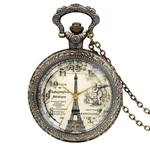 Retro Eiffel Tower Dial Glass Case Quartz Analog Pocket Watch Pendant Necklace. Fixed Price $12.99.