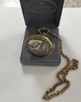Majestron Quartz Pocket Watch W/ Chain & Box, Eagle. Fixed Price $20.00.
