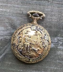 Belair Pocket Watch Quartz Eta Movt. 955124 Full Hunter Case W/ Hunting Theme. Fixed Price $94.95.
