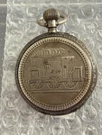 Mechanical Pocket Watch Train Motif Silver Full Hunter 15 Jewels Vintage. Fixed Price $5000.00.