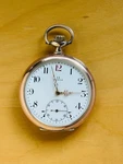 2K828 Antique Omega Silver Pocket Watch, Popular Red 12. Fixed Price $880.57.