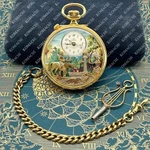 Rare Reuge Music Box Pocket Watch Song 17 Note Movement NO.4400. Fixed Price $4899.99.
