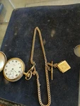 Antique Waltham Gold Filled Pocket Watch Clean, W/fob Chain & Locket All. Fixed Price $500.00.