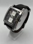 Kenneth Cole Rectangular Black & Silver Men's Watch With Leather Strap. Fixed Price $39.95.