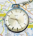 Vintage Gruen Precision Pocket Watch 17 Jewels Sunburst Dial Works Excellent. Fixed Price $75.00.