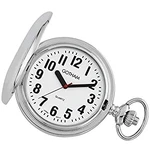 Gotham Men's Silver Tone Cover Quartz Pocket Watch Bold Numbers Used From Japan. Fixed Price $264.99.