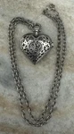Retro Silvertone Filagree Heart Pocket Quartz Watch Locket Necklace 25"CHAIN. Fixed Price $26.99.