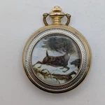 Puritan Deer Motif Quartz Pocket Watch Gold Tone Japan Movt New Battery. Fixed Price $18.00.