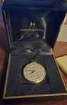 Vintage Hamilton 870 Pocket Watch, Swiss Made, 17 Jewels, 10K Gold Filled Case,. Fixed Price $240.00.