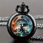 Vintage Style Mystical Dragon Pattern Quartz Pocket Watch, Round Alloy Case. Fixed Price $22.88.