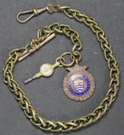 13" Pocket Watch Braided 58.6G Chain W/ London League Fob & Key - Vintage. Fixed Price $80.99.