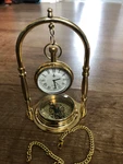 Vintage Type Solid Brass Polished Pocket Watch Display Stand Built Compass. Fixed Price $25.55.