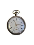 Antique Ancre Ligne Droite Pocket Watch Swiss Silver Case Porcelain Dial. Fixed Price $390.00.