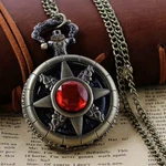 Steampunk Red Gem Compass Pocket Watch Necklace Antique Bronze Pendant. Fixed Price $16.16.