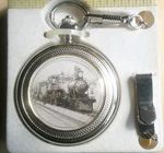 Pocket Watch Train Allude Keepsake Silver-tone 50MM Quartz Analog W/chain Nib. Fixed Price $11.75.
