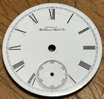 American Waltham Watch Co. 18S Single Sunk Pocket Porcelain Dial. Fixed Price $30.00.