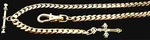 Gold Plated Custom Made Pocket Watch Chain With T-bar And Cross Fob.. Fixed Price $15.90.