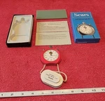 Sears Stopwatch Style No. 19 921 Red Swiss Made W/box & Paperwork Vtg. Fixed Price $39.95.
