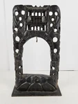 Antique Large Carved Wood Pocket Watch Or Hanging Time Holder Stand 15.5" Tall. Fixed Price $49.99.