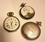 3X Pocket Watches- .925 Multi Gold Elgin- .935 Japy Fres TRAIN-.800 Gotham Day. Fixed Price $649.99.