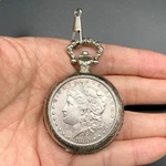 Vintage American Historic Society Morgan Silver Dollar 1880 Coin Pocket Watch. Fixed Price $406.60.