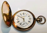 G/plated Hampden, Champion H(in Flag) 16S, 7JS Full Hunter Pocket Watch,fwo. Fixed Price $162.28.